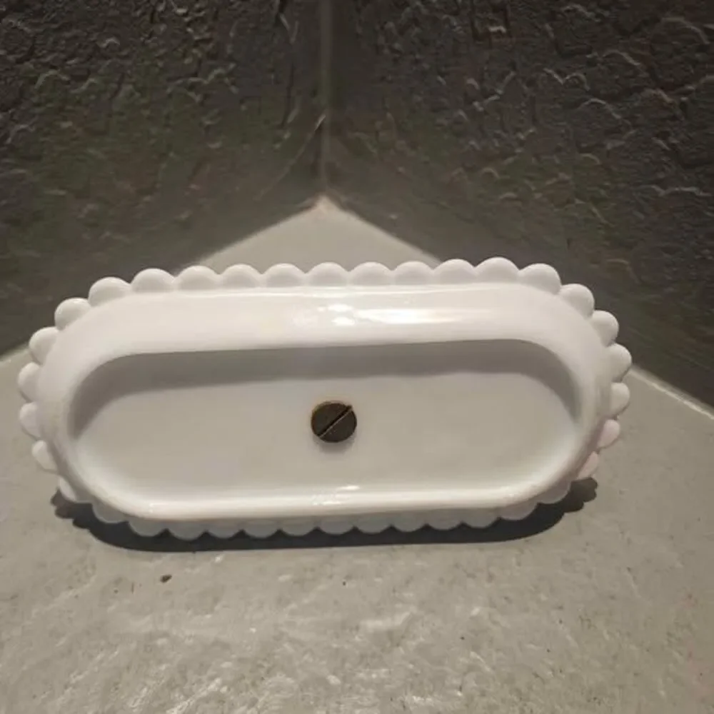 Vintage White Milk Glass Tray with Serving Handle